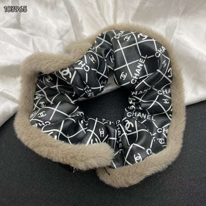 Leather Plush Hair Tie