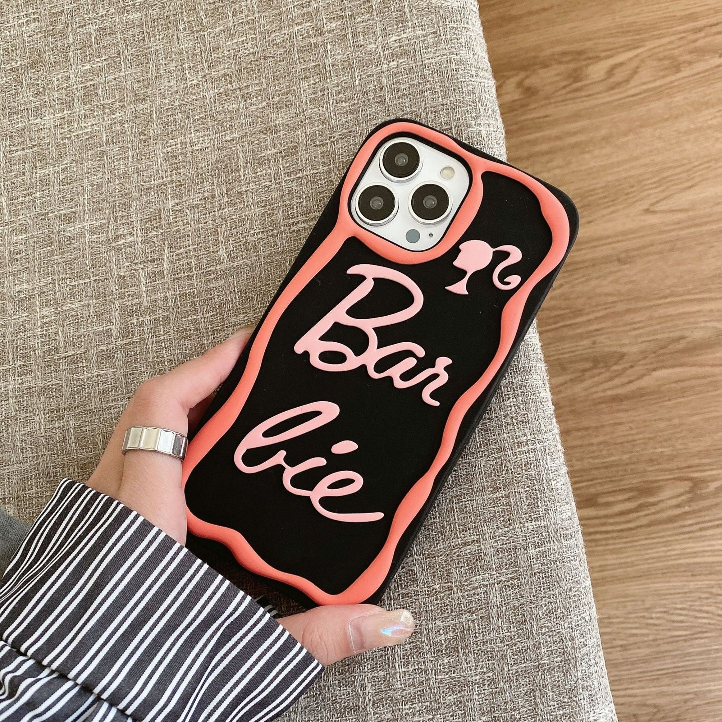 Cartoon Pink Letters Silicone Case