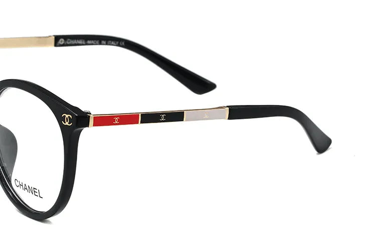 5-Color Oval Stripe Metal Frame Glasses