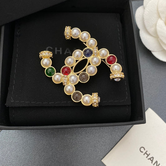 Colorful Pearl Diamond Brooch