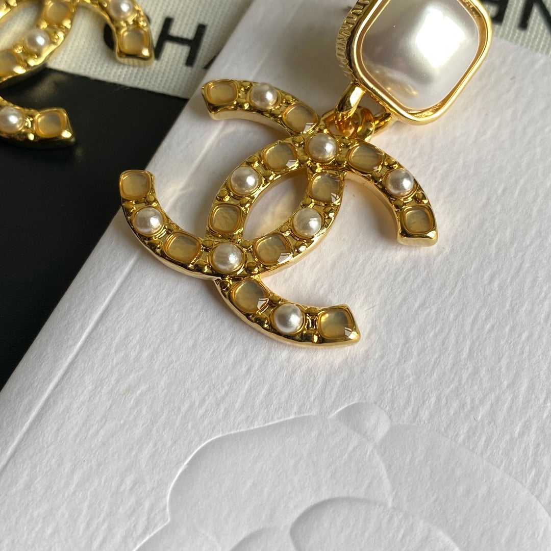 Chic and Elegant Logo Drop Earrings