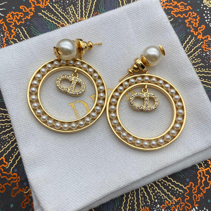 Elegant Large Circle Pearl Earrings