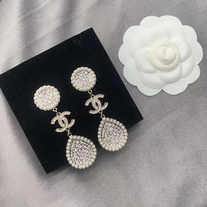 Full Diamond Pearl Earrings