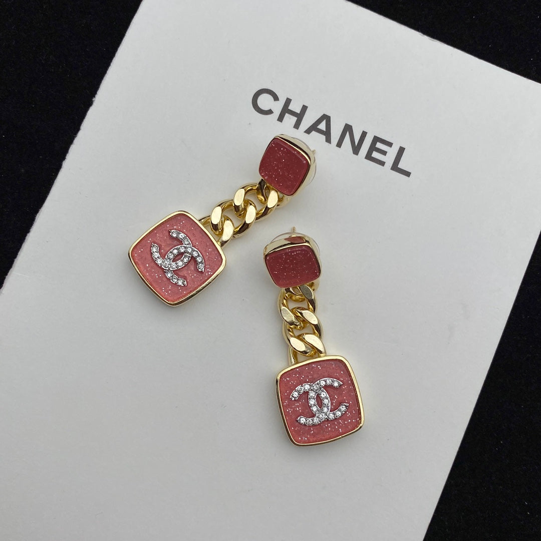 Sparkling Pink Enamel Earrings