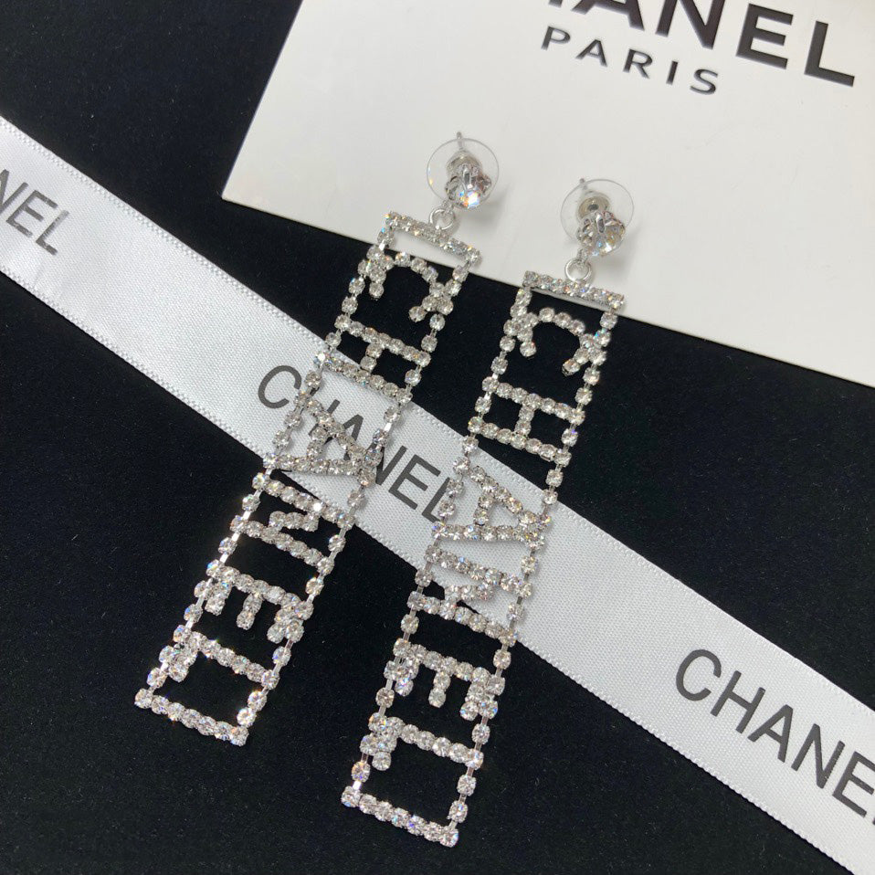 Sparkling Crystal Diamond Long Earrings