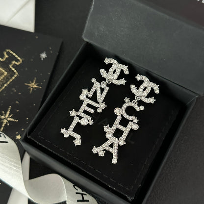 Diamond Letter Signature Drop Earrings