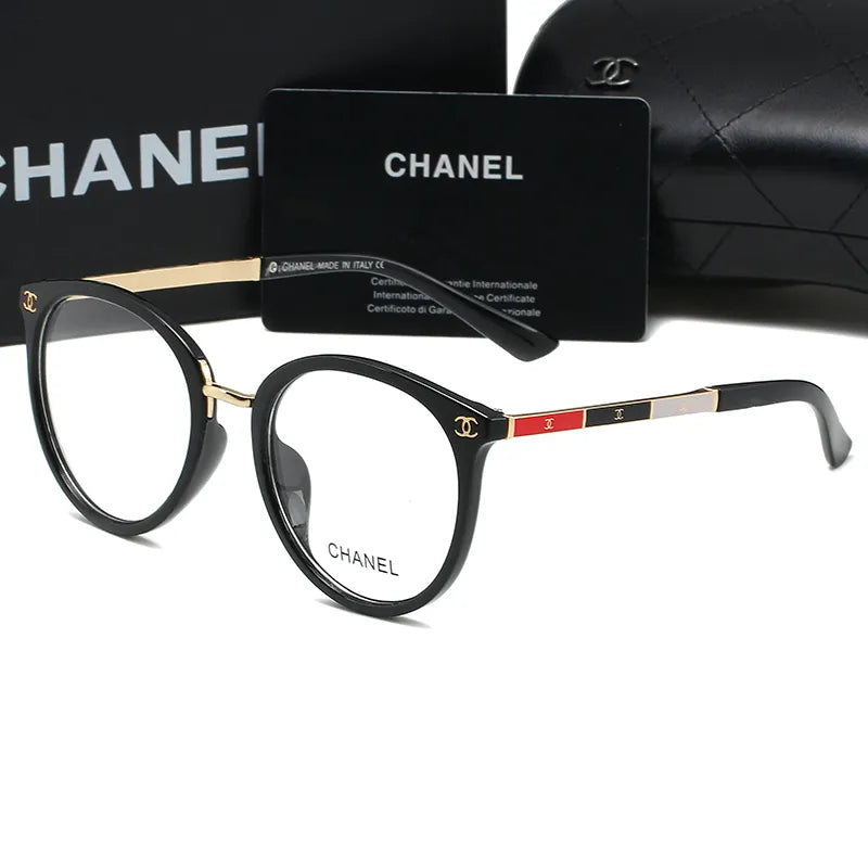 5-Color Oval Stripe Metal Frame Glasses