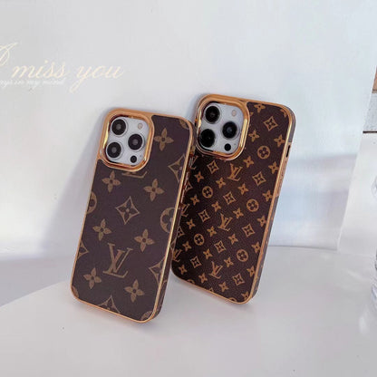 Metal Frame Monogram Leather Case