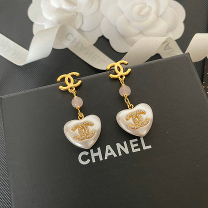 Premium Pearl Heart Glass Earrings