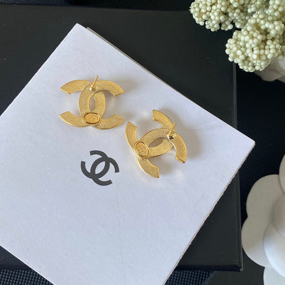 Vintage Gold Letter Stud Earrings