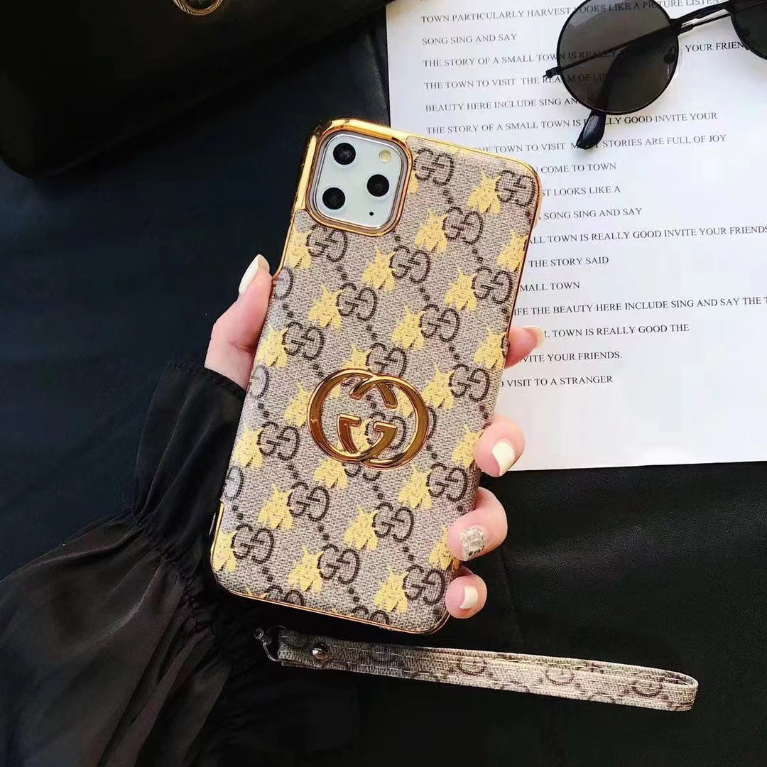 Fashion Electroplated Gold Edge Leather Case