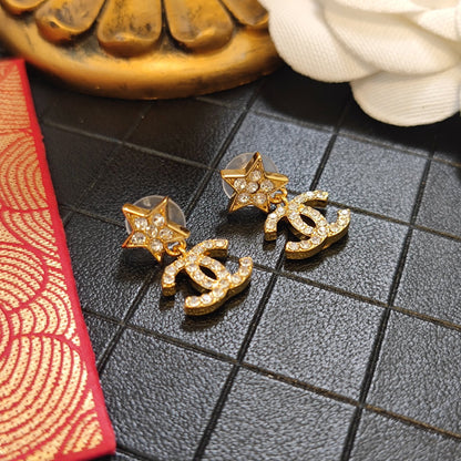 Trendy Diamond Star Logo Earrings