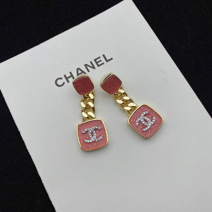 Sparkling Pink Enamel Earrings