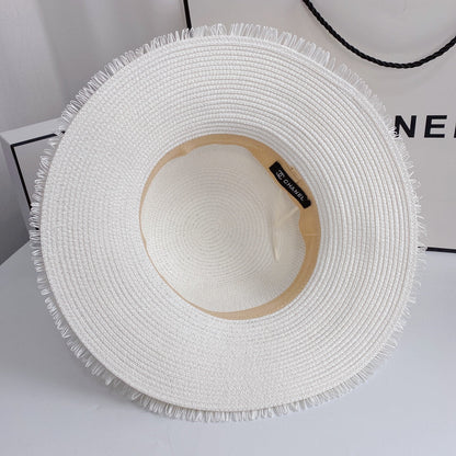 Pearl Webbing Fringe Straw Hat