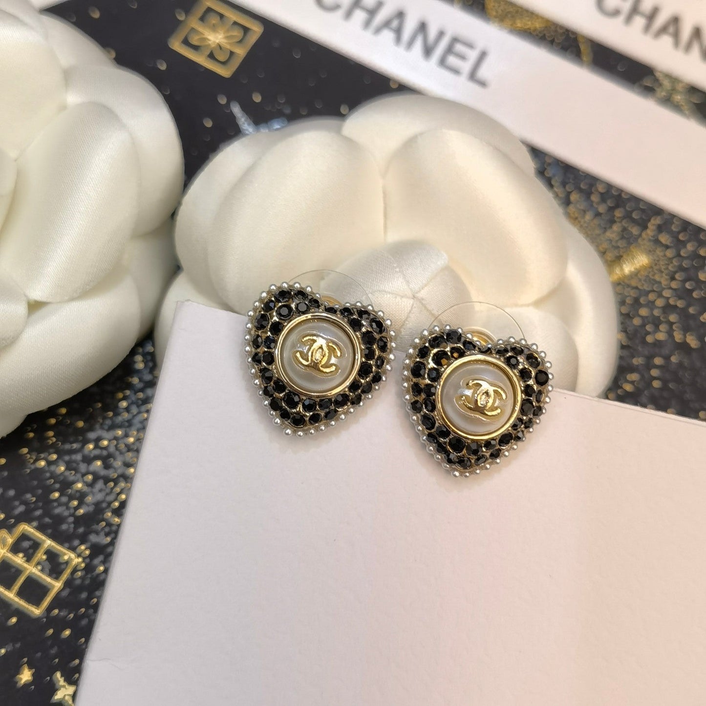 Vintage Diamond Heart Stud Earrings