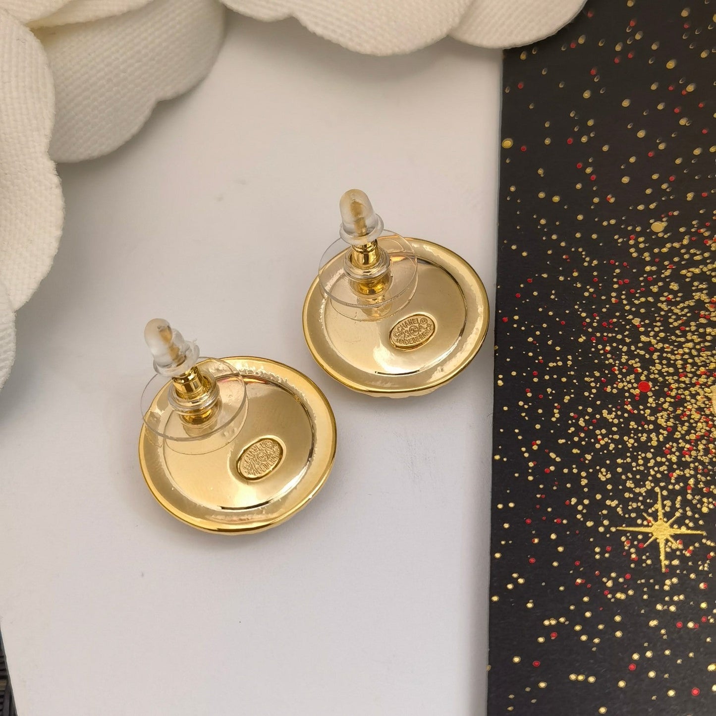 Vintage Gold Plated Round Stud Earrings