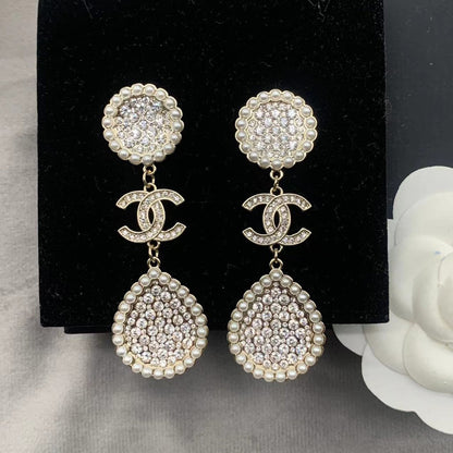 Full Diamond Pearl Earrings