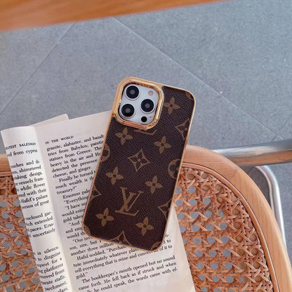 Metal Frame Monogram Leather Case