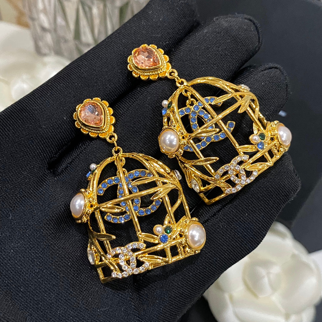 Retor Gold Birdcage Stud Earrings