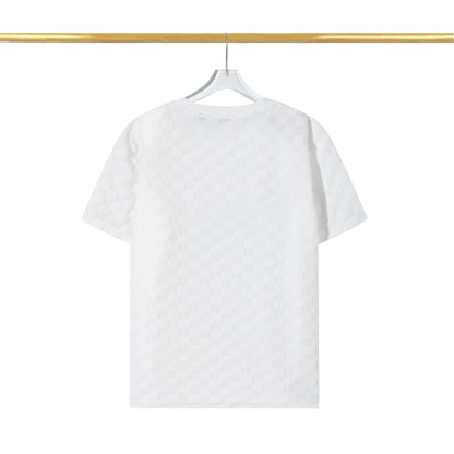 Checkerboard raised fleece cotton T-shirt