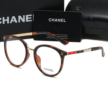 5-Color Oval Stripe Metal Frame Glasses