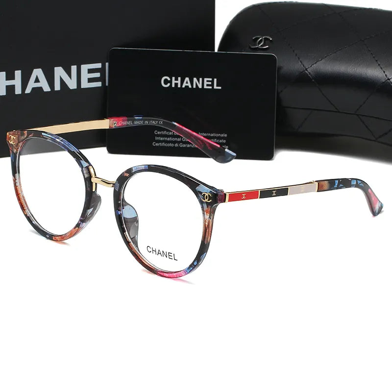 5-Color Oval Stripe Metal Frame Glasses