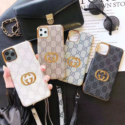 Fashion Electroplated Gold Edge Leather Case