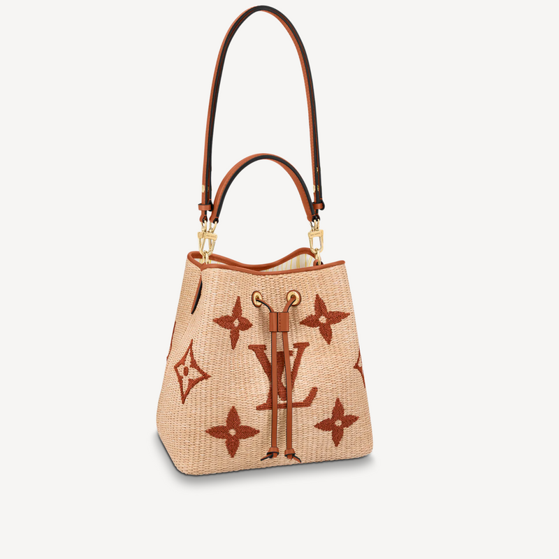 Embossed Straw Bucket Bag