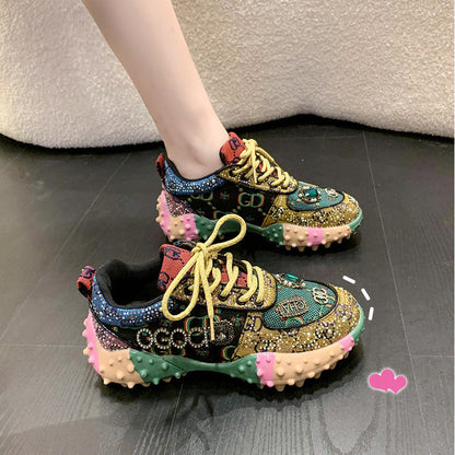 2023 New Flat Mesh Rhinestone Casual Sneakers