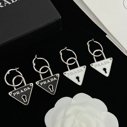 Classic Inverted Triangle Lock Earrings