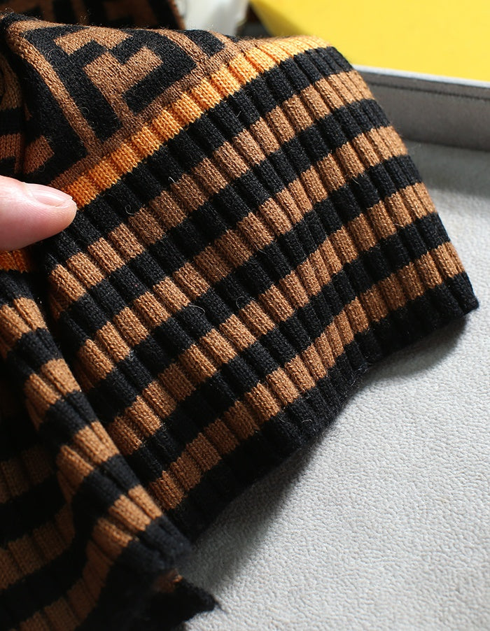 F Motif Knitted Scarf