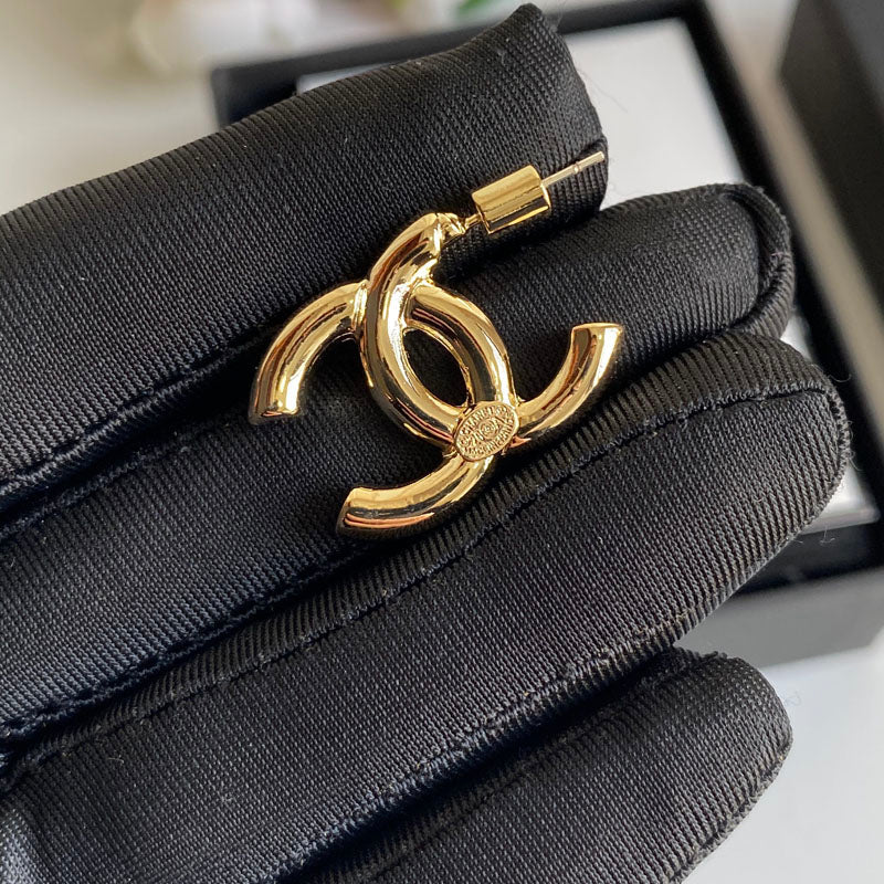 Fashionable Electroplated Gold Logo Earrings