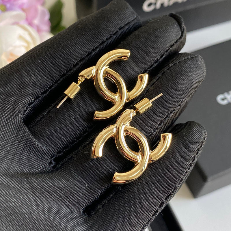 Fashionable Electroplated Gold Logo Earrings