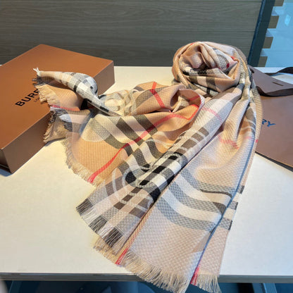 Classic Check Cashmere Wool Silk Scarf