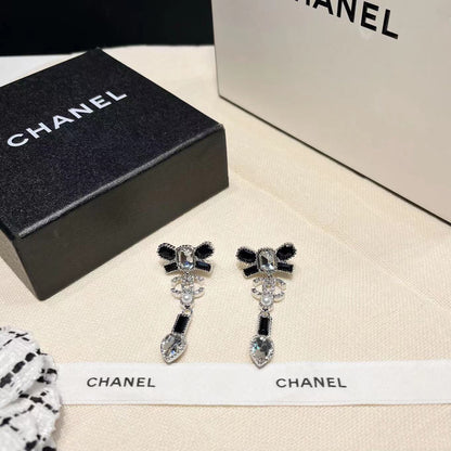 Temperament Rhinestone Bow Earrings