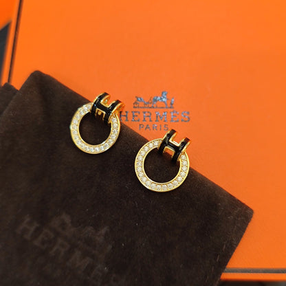 Shiny Crystals Hoop H Earrings