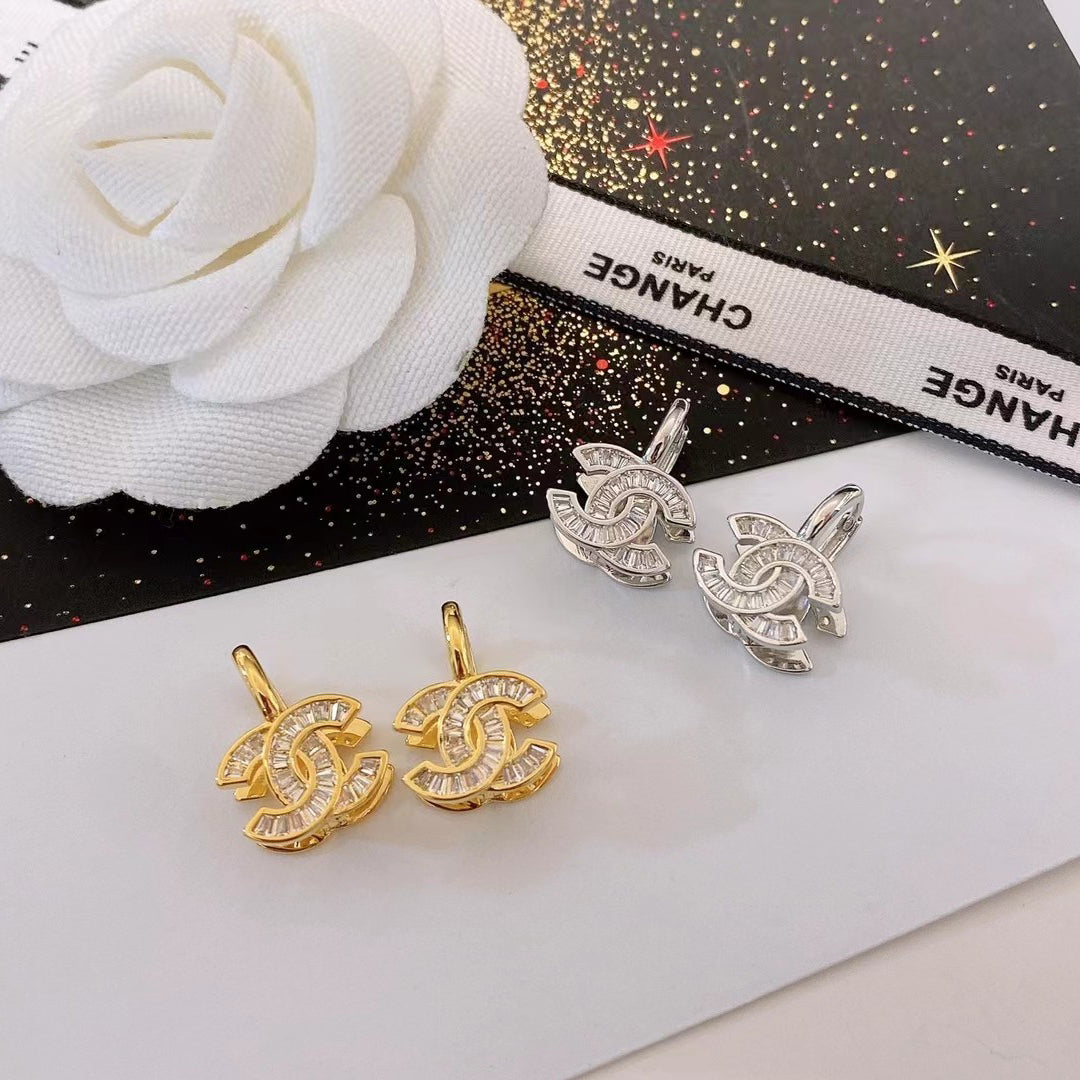 Rhinestone Logo Fashion Earrings