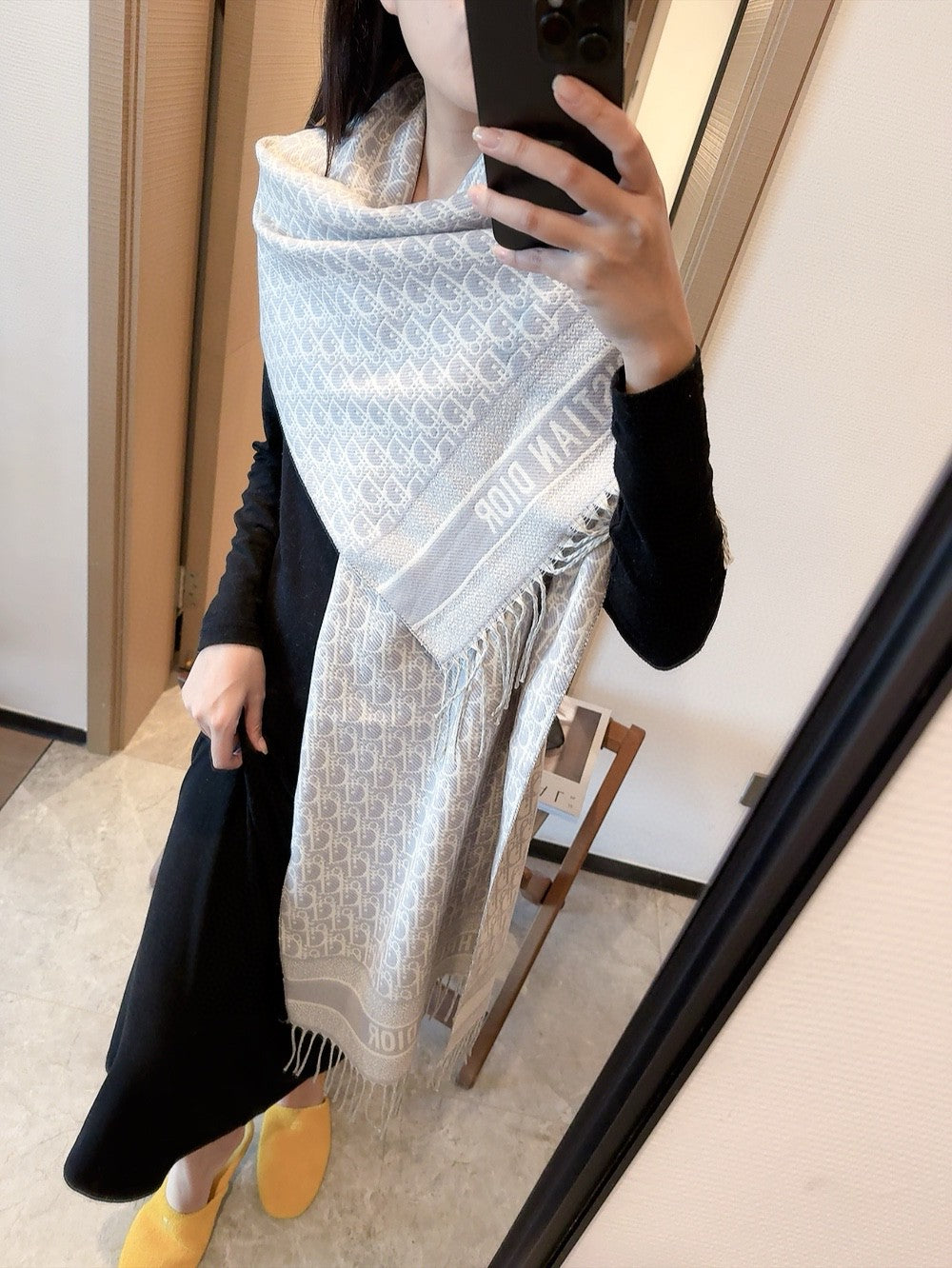 Elegant Embossed Tassel Scarf