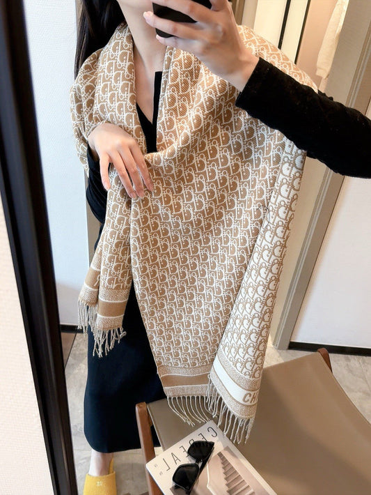 Elegant Embossed Tassel Scarf