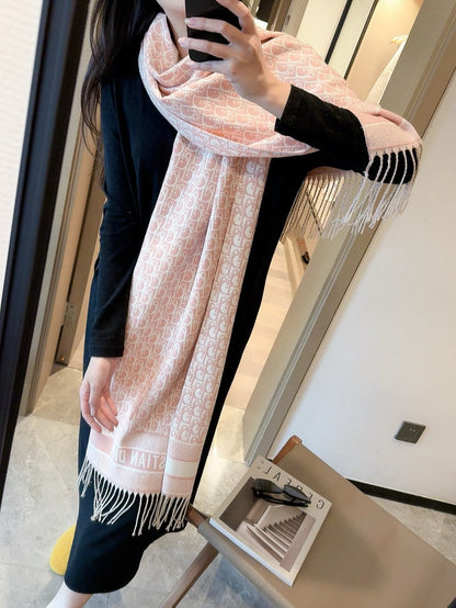 Elegant Embossed Tassel Scarf