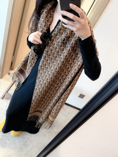 Elegant Embossed Tassel Scarf