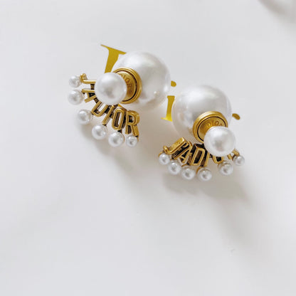 Vintage Pearl Letter Earrings