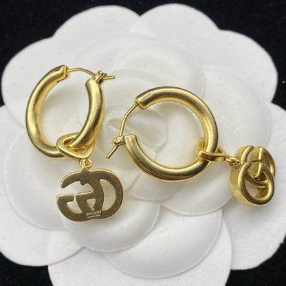 Double G Drop Hoop Earrings