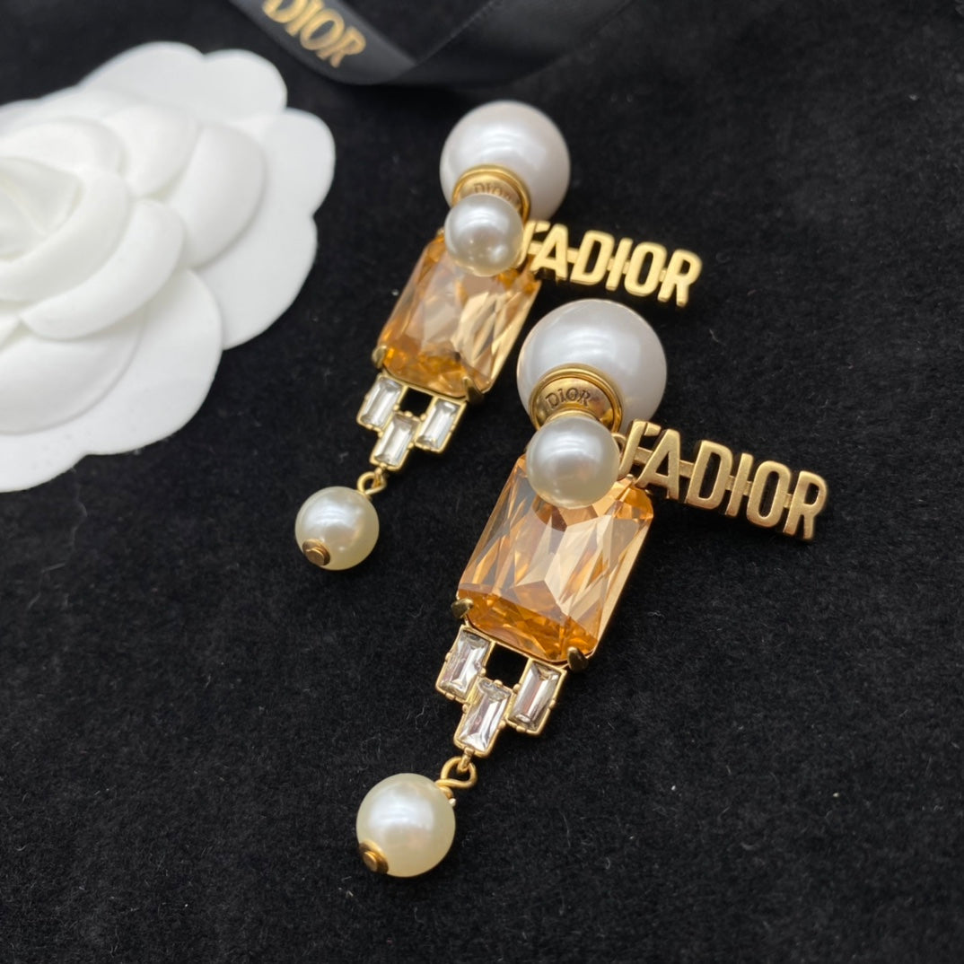 Alphabet Diamond Pearl Earrings