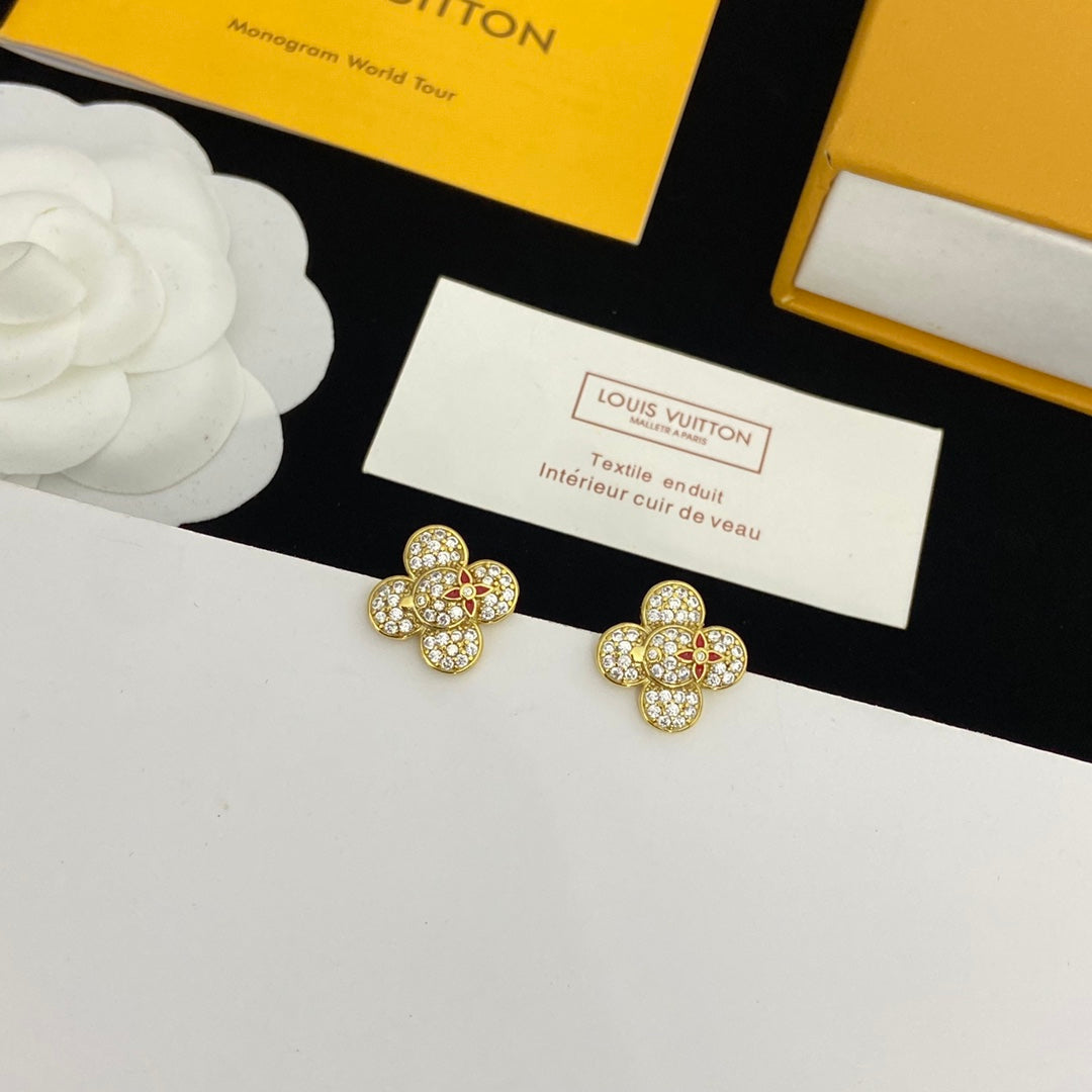 Classic Monogram Zircon Flower Earrings