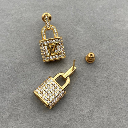 Shiny Zircon Lock Earrings