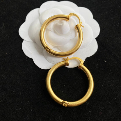 Vintage Large Hoop Gold Earrings