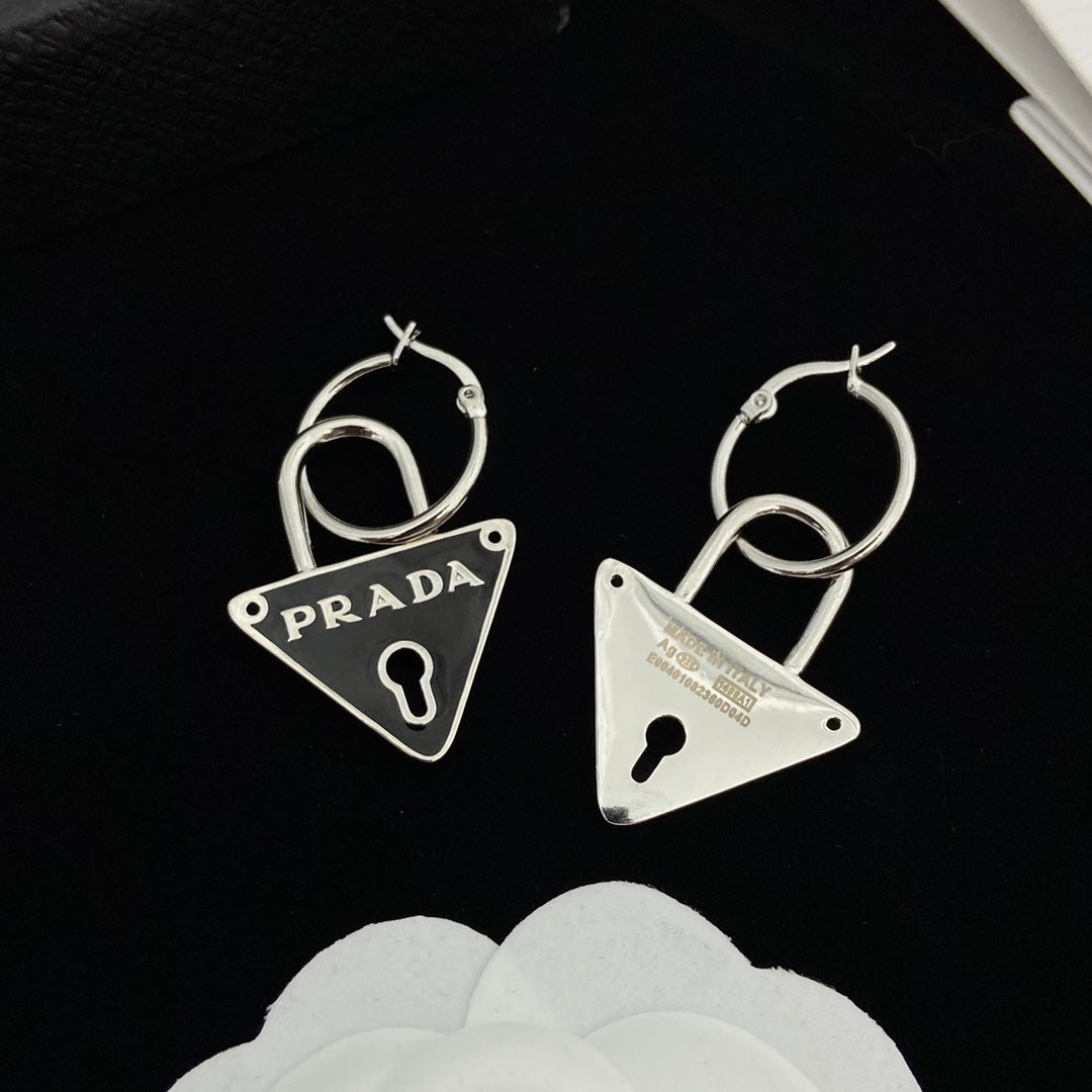 Classic Inverted Triangle Lock Earrings