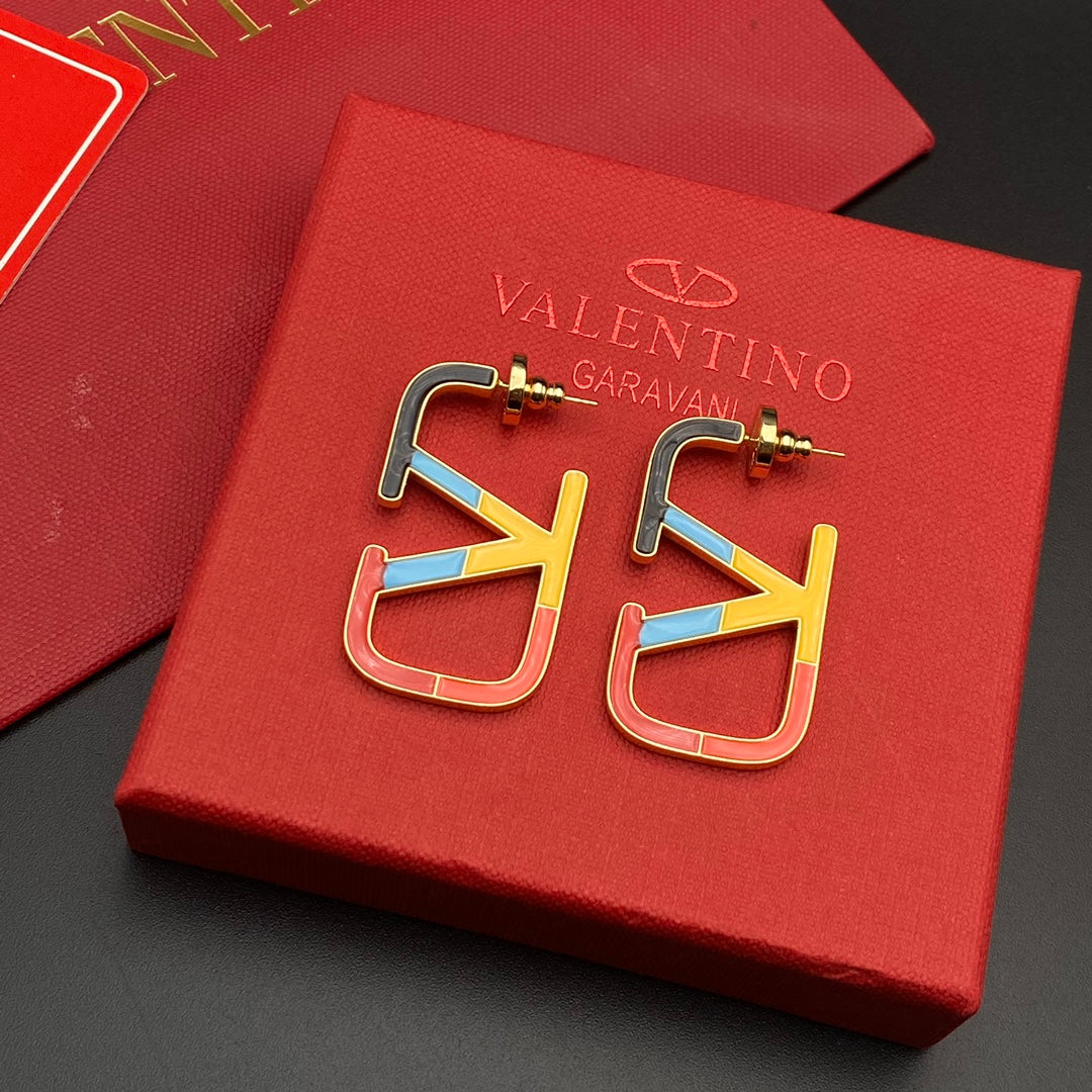 Colorblock Enamel Monogram Earrings