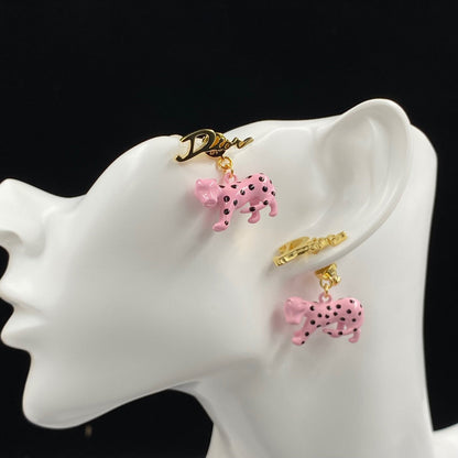 Pink Leopard Stud Earrings